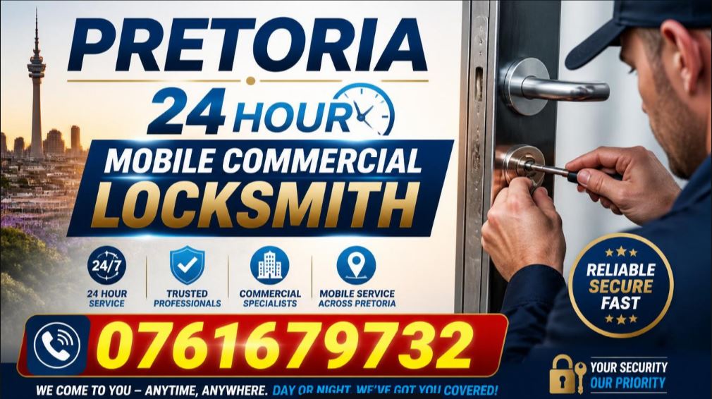 24/7 commercial locksmith providing access control and high-security lock services in Pretoria