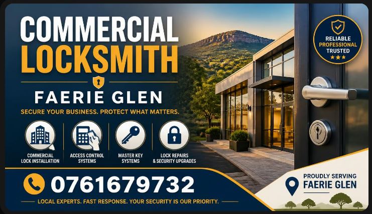 Expert commercial lockout and master key system installation services for Faerie Glen businesses.