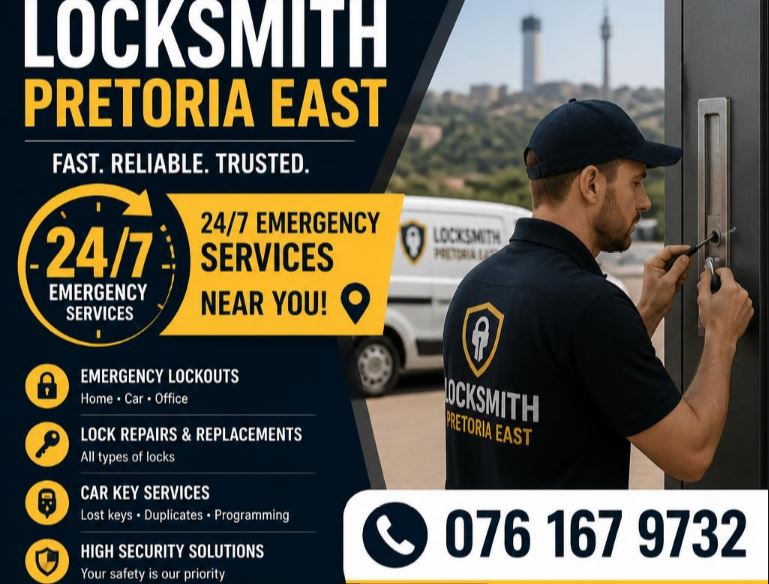 Professional mobile locksmith providing 24/7 emergency lock and security services in Pretoria East.